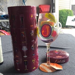 Lolita, “Love my Letter J” wine glass.